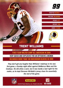 2010 Donruss Rated Rookies #99 Trent Williams Back