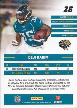 2010 Donruss Rated Rookies #26 Deji Karim Back