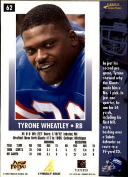 1996 Action Packed - Artist's Proofs #62 Tyrone Wheatley Back