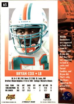 1996 Action Packed - Artist's Proofs #65 Bryan Cox Back