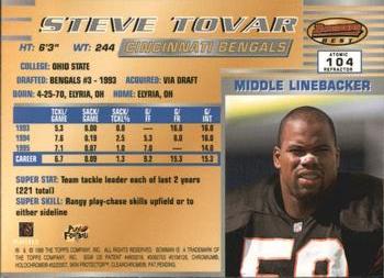 1996 Bowman's Best - Atomic Refractors #104 Steve Tovar Back