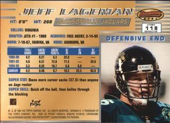 1996 Bowman's Best - Atomic Refractors #118 Jeff Lageman Back