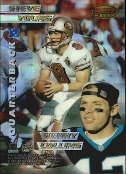 1996 Bowman's Best - Mirror Images Atomic Refractors #1 Steve Young / Kerry Collins / Dan Marino / Mark Brunell Front