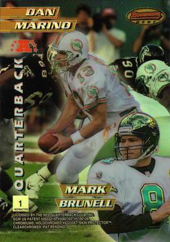 1996 Bowman's Best - Mirror Images Refractors #1 Steve Young / Kerry Collins / Dan Marino / Mark Brunell Back