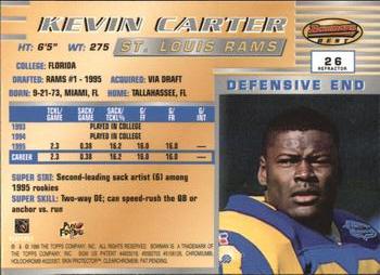 1996 Bowman's Best - Refractors #26 Kevin Carter Back