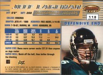 1996 Bowman's Best - Refractors #118 Jeff Lageman Back