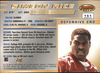 1996 Bowman's Best - Refractors #151 Simeon Rice Back