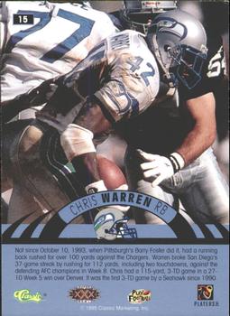 1996 Classic NFL Experience - Printer's Proofs #15 Chris Warren Back