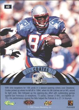 1996 Classic NFL Experience - Printer's Proofs #40 Ben Coates Back