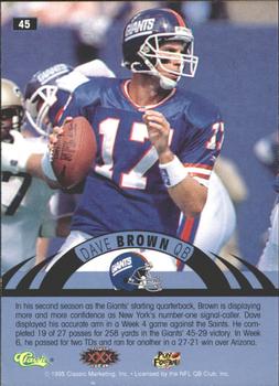1996 Classic NFL Experience - Printer's Proofs #45 Dave Brown Back
