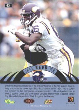 1996 Classic NFL Experience - Printer's Proofs #63 Jake Reed Back