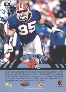 1996 Classic NFL Experience - Printer's Proofs #78 Bryce Paup Back