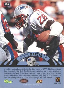 1996 Classic NFL Experience - Printer's Proofs #108 Curtis Martin Back