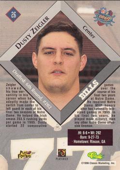 1996 Classic NFL Rookies - Gold #26 Dusty Zeigler Back