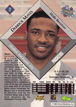 1996 Classic NFL Rookies - Gold #17 Derrick Mayes Back
