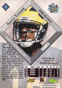 1996 Classic NFL Rookies - Gold #41 Amani Toomer Back
