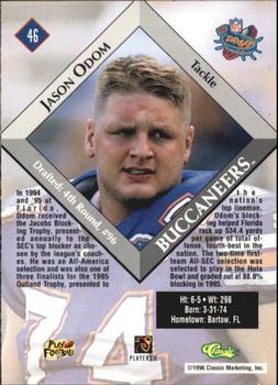1996 Classic NFL Rookies - Gold #46 Jason Odom Back