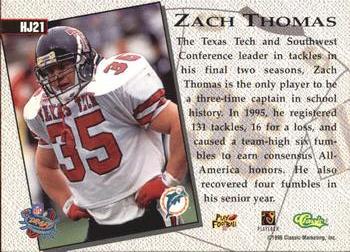 1996 Classic NFL Rookies - Home Jersey #HJ21 Zach Thomas Back