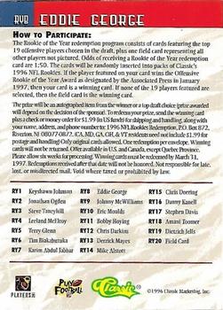 1996 Classic NFL Draft Eddie George Rookie Home Jersey card #HJ12