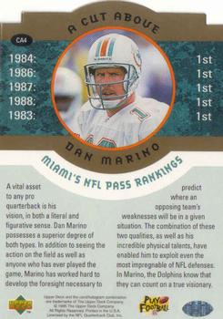 1996 Upper Deck Authenticated Dan Marino: A Cut Above 3x5 #CA4 Dan Marino Back