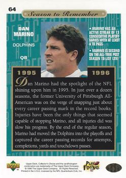 1996 Collector's Choice - Jumbos 3x5 #64 Dan Marino Back