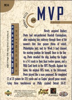 1996 Collector's Choice - MVPs Gold #M34 Rodney Peete Back