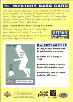 1996 Collector's Choice Update - Play Action Stick-Ums Mystery Bases #SMB3 Norm Johnson Back