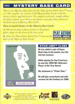1996 Collector's Choice Update - Play Action Stick-Ums Mystery Bases #SMB8 Deion Sanders Back