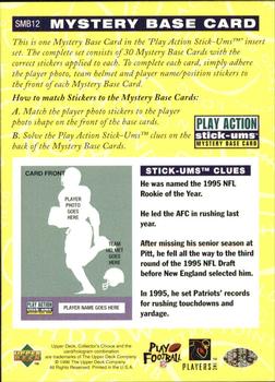1996 Collector's Choice Update - Play Action Stick-Ums Mystery Bases #SMB12 Curtis Martin Back