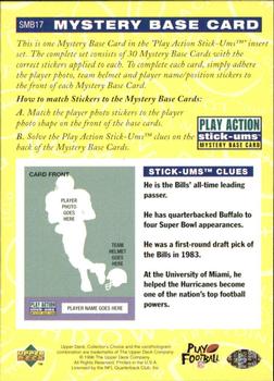1996 Collector's Choice Update - Play Action Stick-Ums Mystery Bases #SMB17 Jim Kelly Back