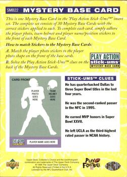 1996 Collector's Choice Update - Play Action Stick-Ums Mystery Bases #SMB22 Troy Aikman Back