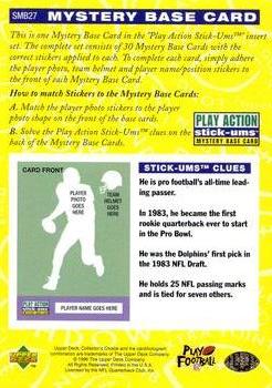 1996 Collector's Choice Update - Play Action Stick-Ums Mystery Bases #SMB27 Dan Marino Back