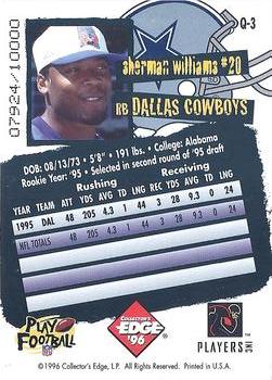 1996 Collector's Edge - Cowboybilia #Q-3 Sherman Williams Back
