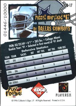 1996 Collector's Edge - Cowboybilia #Q-17 Russell Maryland Back