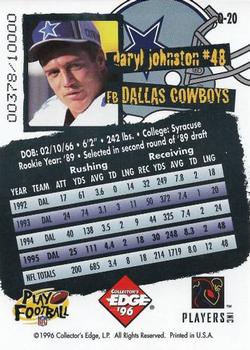 1996 Collector's Edge - Cowboybilia #Q-20 Daryl Johnston Back