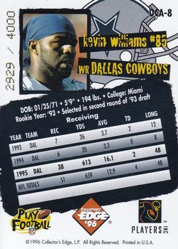 1996 Collector's Edge - Cowboybilia Autographs #DCA-8 Kevin Williams Back