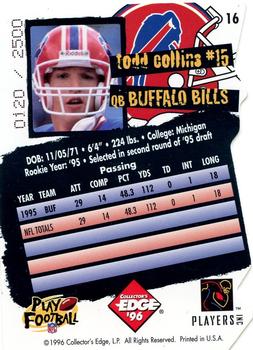 1996 Collector's Edge - Die Cuts #16 Todd Collins Back