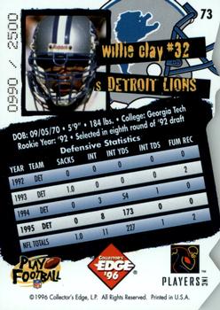1996 Collector's Edge - Die Cuts #73 Willie Clay Back