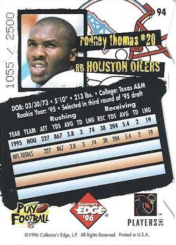 1996 Collector's Edge - Die Cuts #94 Rodney Thomas Back