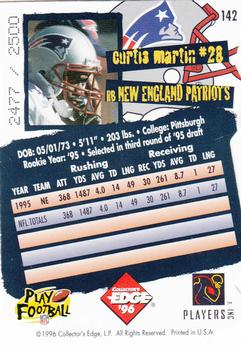 1996 Collector's Edge - Die Cuts #142 Curtis Martin Back