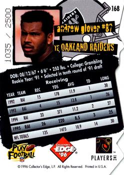 1996 Collector's Edge - Die Cuts #168 Andrew Glover Back