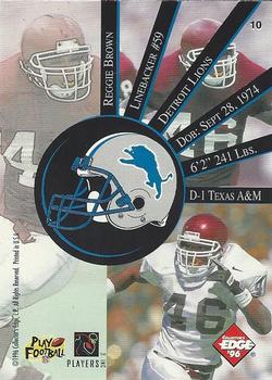 1996 Collector's Edge - Draft Day Exchange #10 Reggie Brown Back