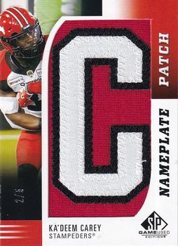 2021 SP Game Used CFL - Nameplate Patches #N-KC Ka'Deem Carey Front
