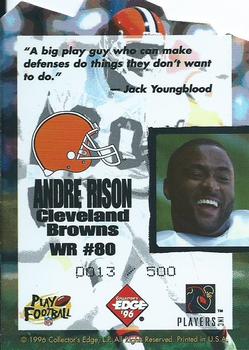 1996 Collector's Edge - Ripped Die Cuts #15 Andre Rison Back