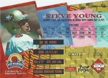 1996 Collector's Edge Advantage - Edge Video Shop at Home Die Cut #V14 Steve Young Back