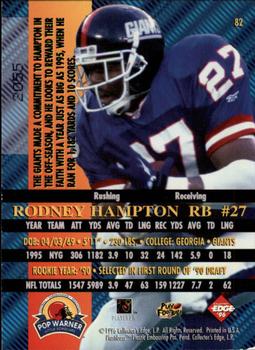 1996 Collector's Edge Advantage - Perfect Play Foils #82 Rodney Hampton Back
