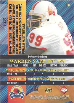1996 Collector's Edge Advantage - Perfect Play Foils #149 Warren Sapp Back