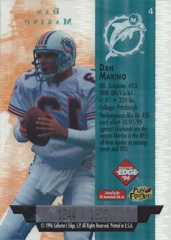 1996 Collector's Edge President's Reserve - Air Force One Jumbos #4 Dan Marino Back