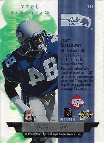 1996 Collector's Edge President's Reserve - Air Force One Jumbos #10 Joey Galloway Back