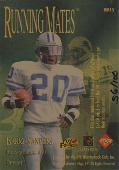 1996 Collector's Edge President's Reserve - Running Mates Gold #RM15 Barry Sanders / Scott Mitchell Back